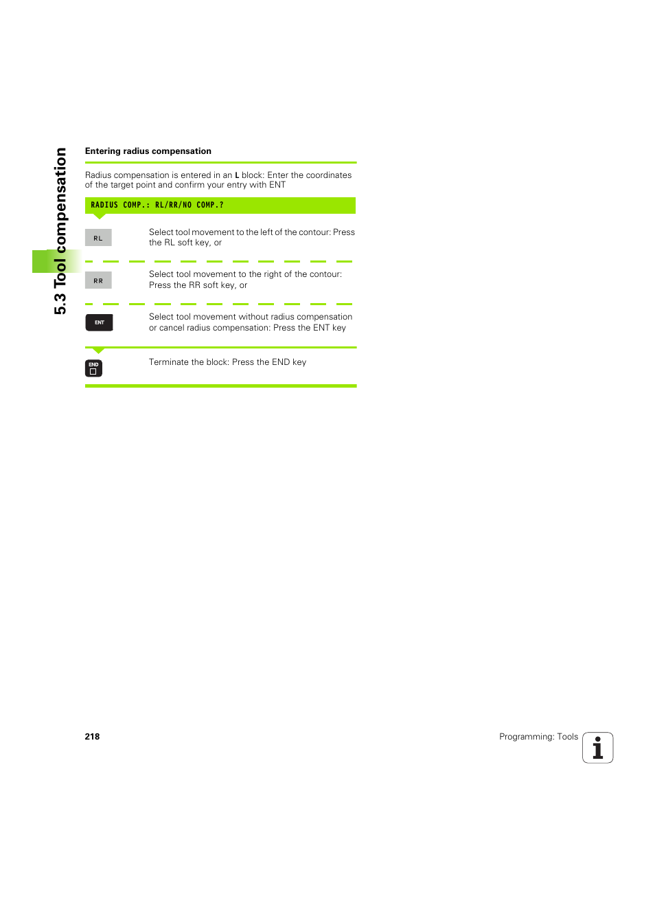 3 t ool compensation | HEIDENHAIN iTNC 530 (60642x-04) User Manual | Page 218 / 747