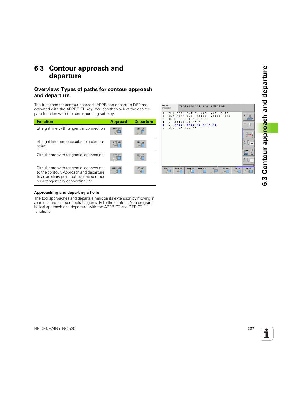 3 contour approach and departure | HEIDENHAIN iTNC 530 (60642x-04) User Manual | Page 227 / 747