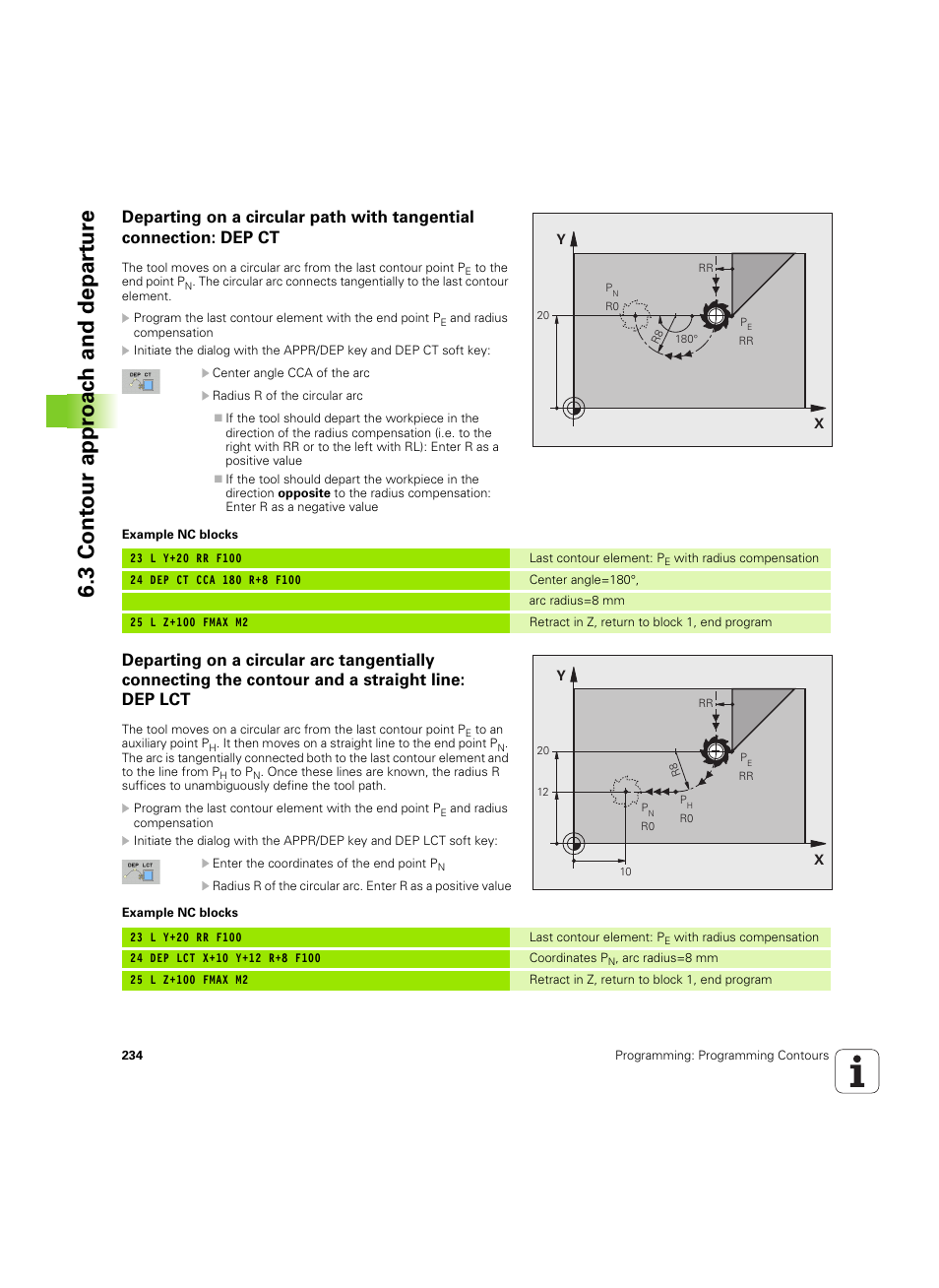 3 cont our appr oac h and depar tur e | HEIDENHAIN iTNC 530 (60642x-04) User Manual | Page 234 / 747