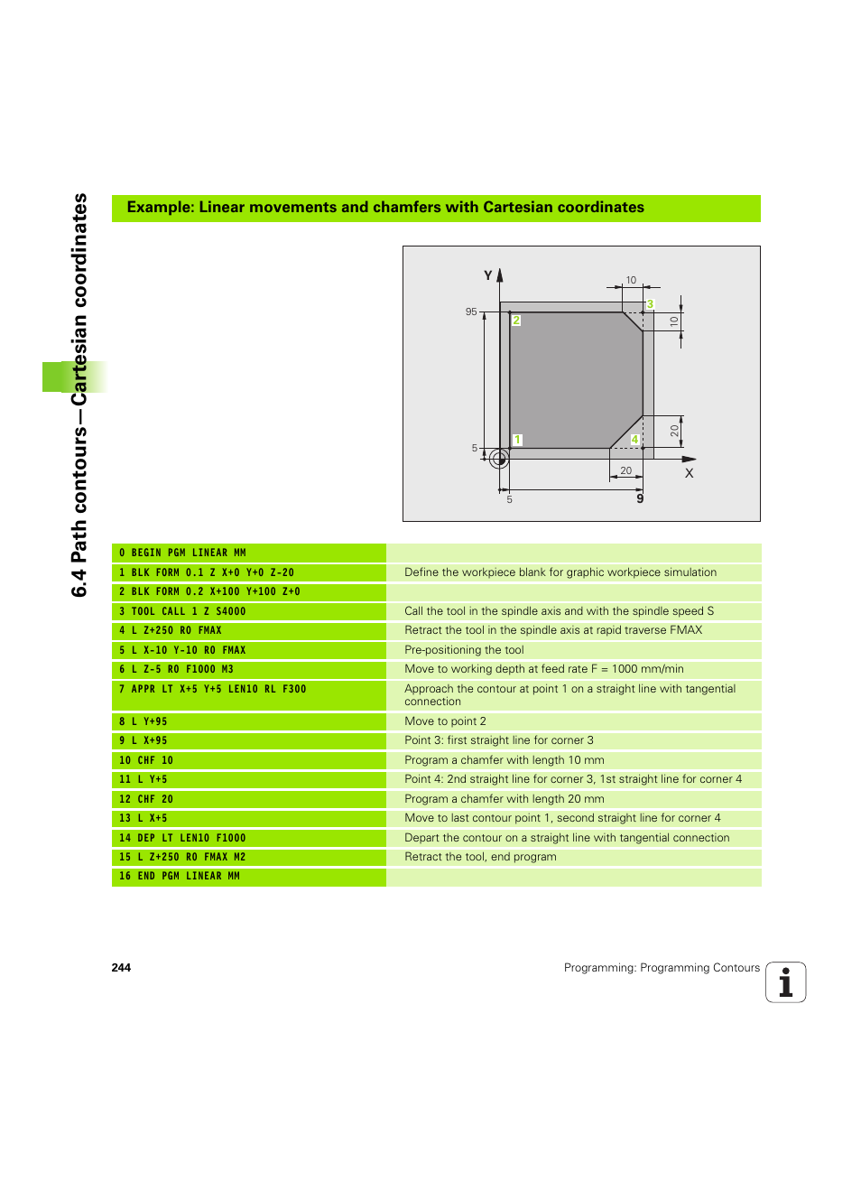 4 p a th cont ours—car te sian coor dinat e s | HEIDENHAIN iTNC 530 (60642x-04) User Manual | Page 244 / 747