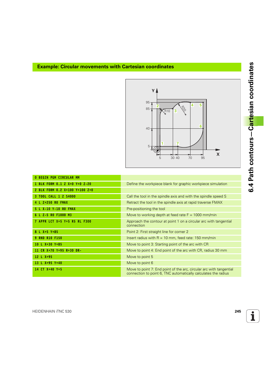 4 p a th cont ours—car te sian coor dinat e s | HEIDENHAIN iTNC 530 (60642x-04) User Manual | Page 245 / 747