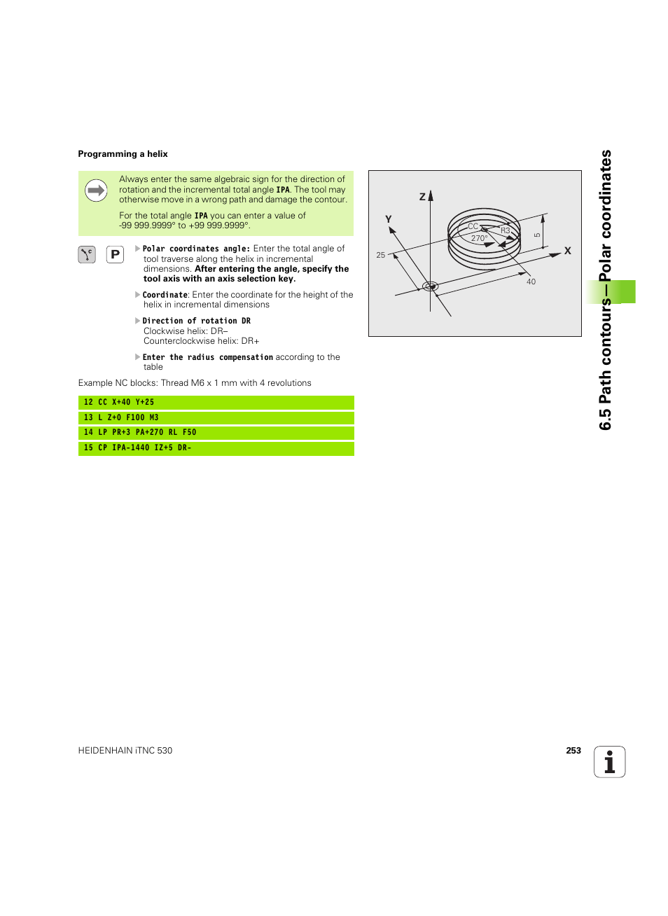 5 p a th cont ours—p olar coor dinat e s | HEIDENHAIN iTNC 530 (60642x-04) User Manual | Page 253 / 747