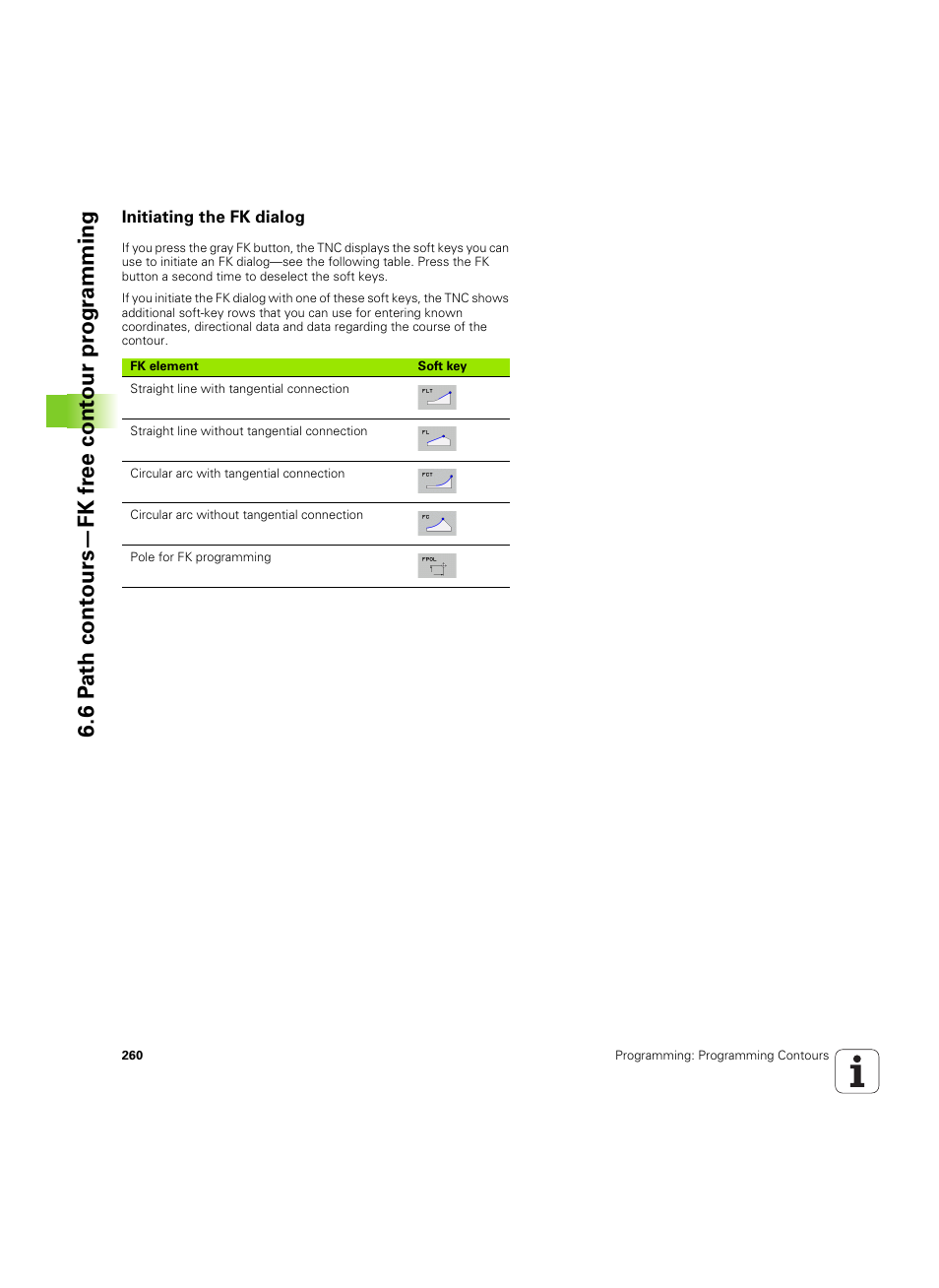 Initiating the fk dialog | HEIDENHAIN iTNC 530 (60642x-04) User Manual | Page 260 / 747