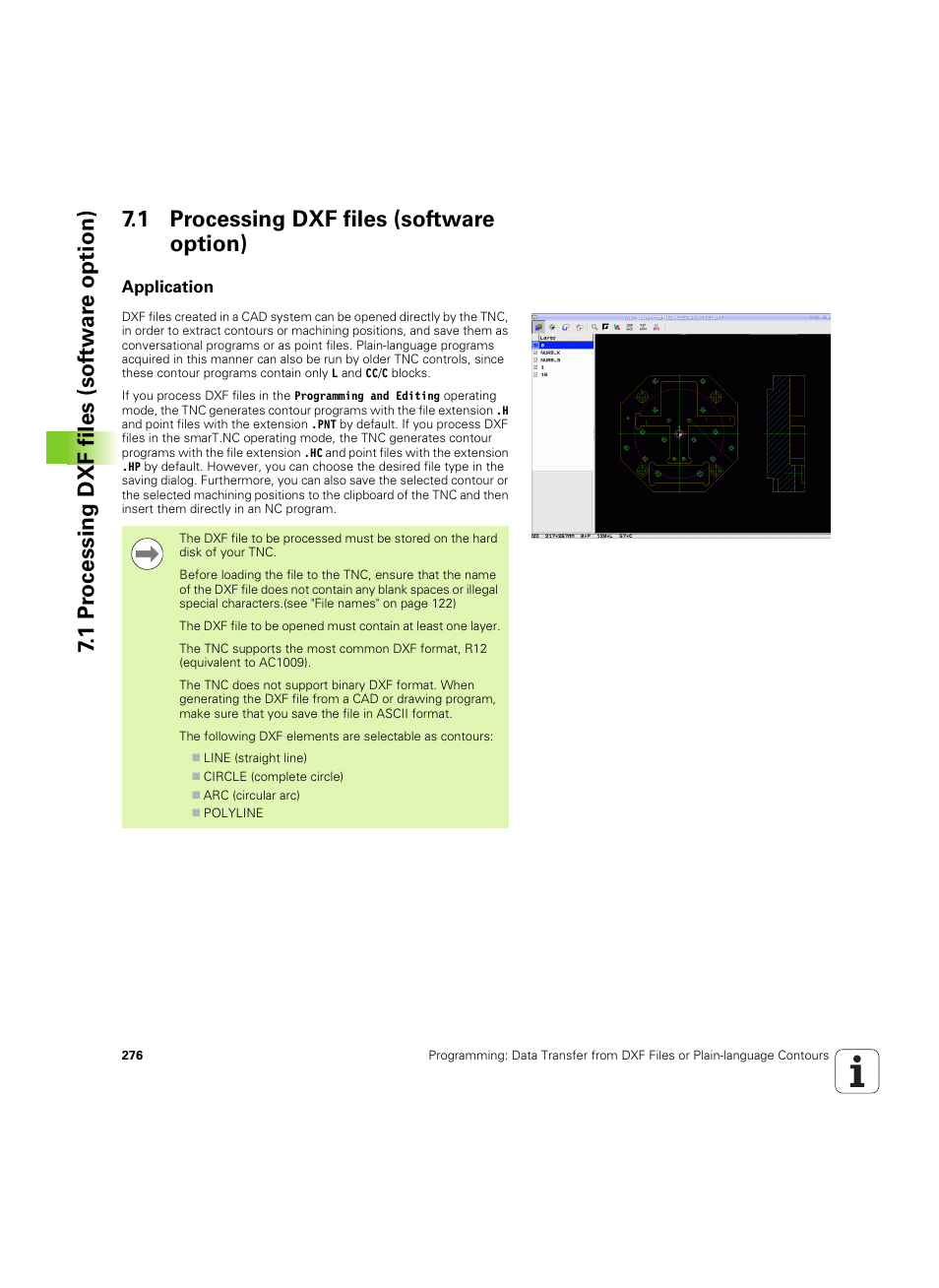 1 processing dxf files (software option), Application | HEIDENHAIN iTNC 530 (60642x-04) User Manual | Page 276 / 747