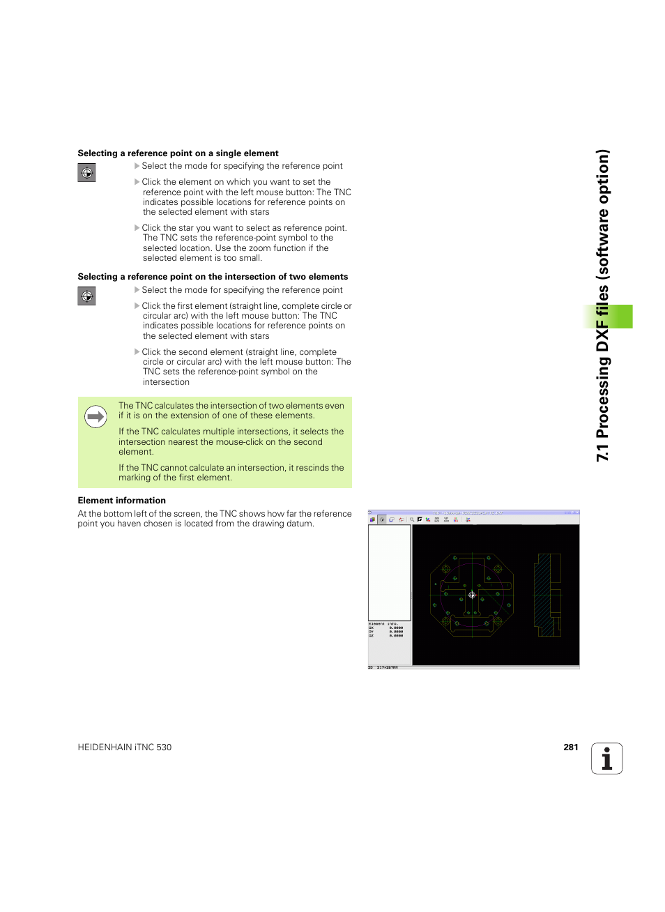 1 pr ocessing dxf files (sof tw ar e option) | HEIDENHAIN iTNC 530 (60642x-04) User Manual | Page 281 / 747