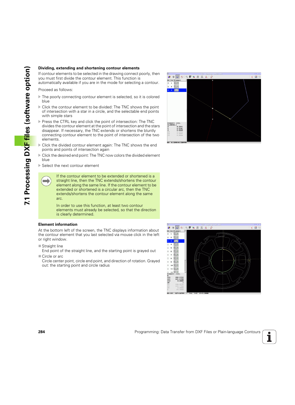 1 pr ocessing dxf files (sof tw ar e option) | HEIDENHAIN iTNC 530 (60642x-04) User Manual | Page 284 / 747