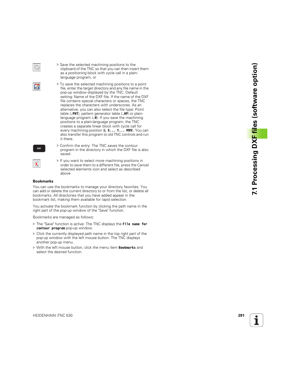 1 pr ocessing dxf files (sof tw ar e option) | HEIDENHAIN iTNC 530 (60642x-04) User Manual | Page 291 / 747