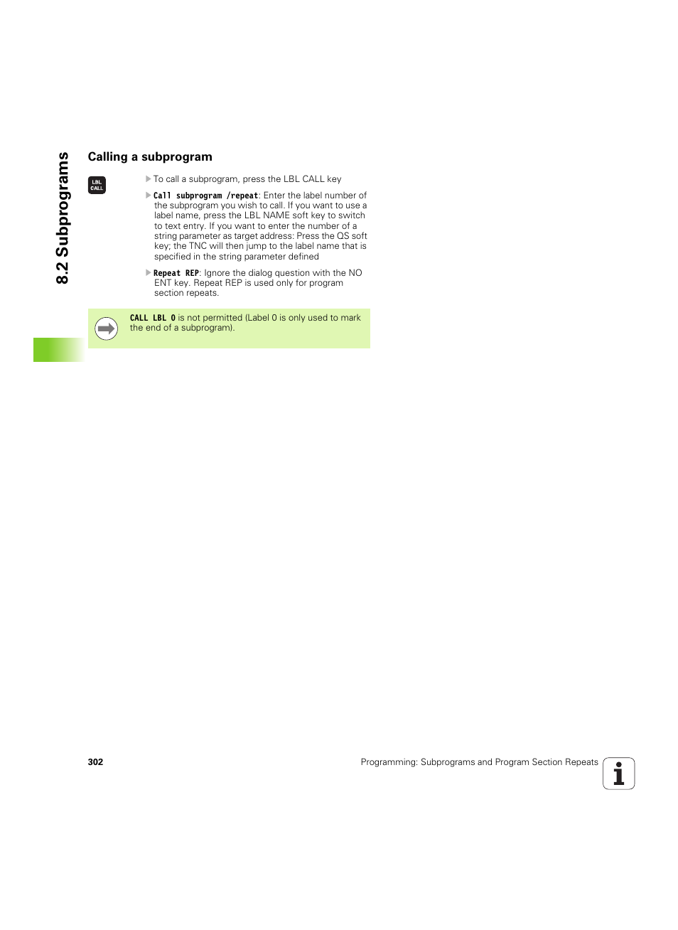 Calling a subprogram, 2 subpr ogr a ms | HEIDENHAIN iTNC 530 (60642x-04) User Manual | Page 302 / 747