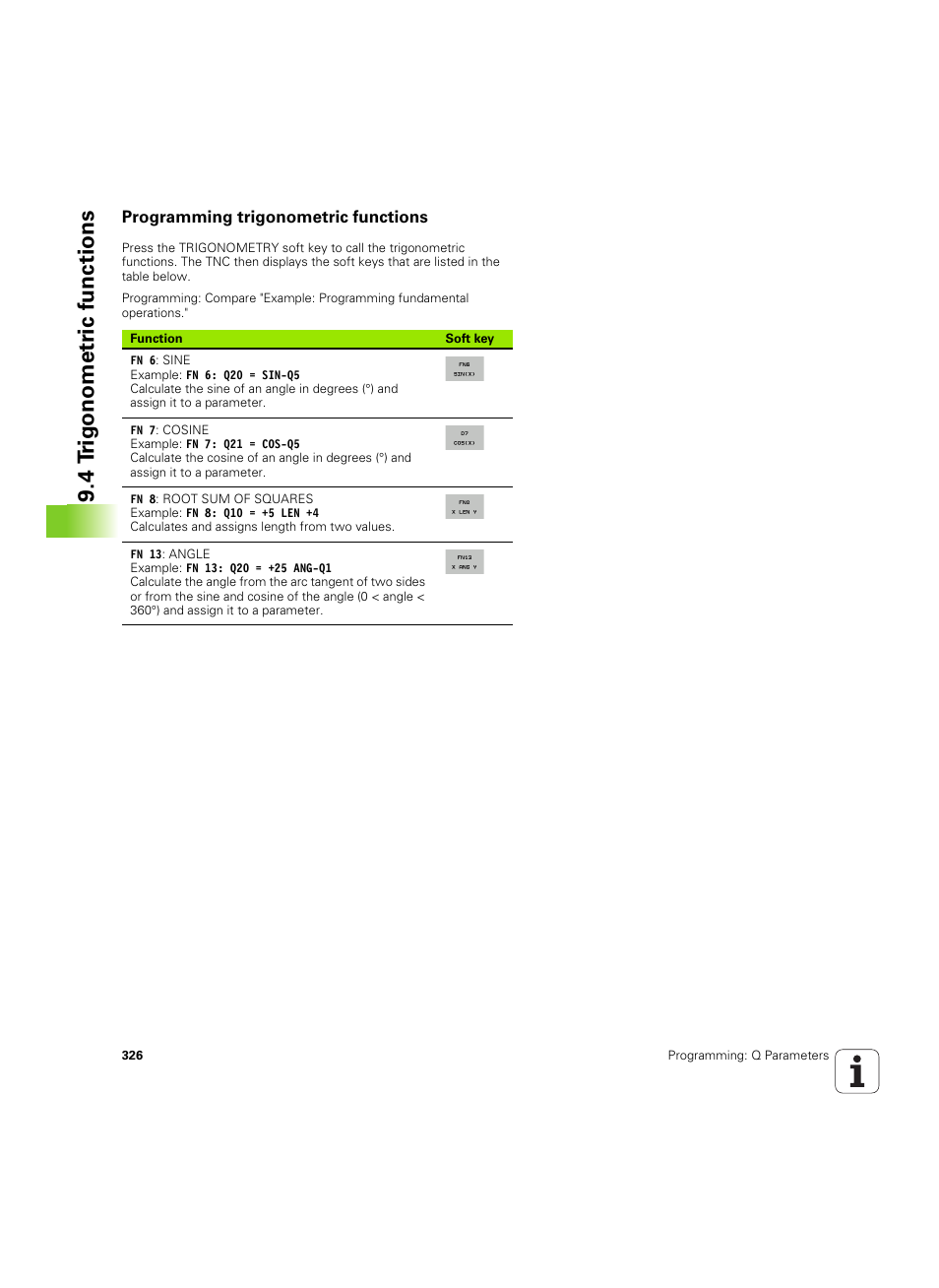 Programming trigonometric functions, 4 t rig onometr ic functions | HEIDENHAIN iTNC 530 (60642x-04) User Manual | Page 326 / 747