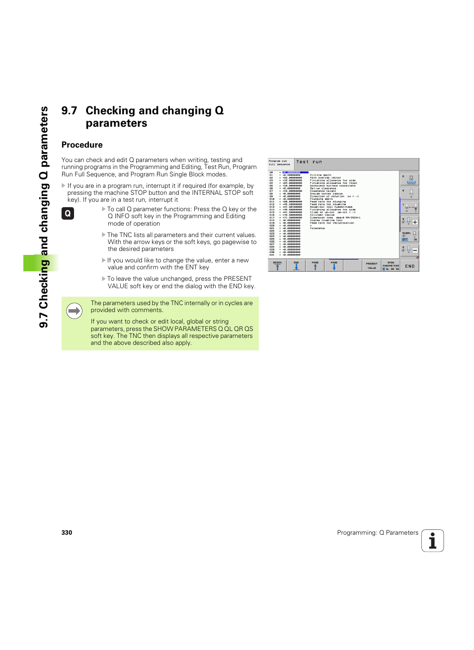 7 checking and changing q parameters, Procedure | HEIDENHAIN iTNC 530 (60642x-04) User Manual | Page 330 / 747