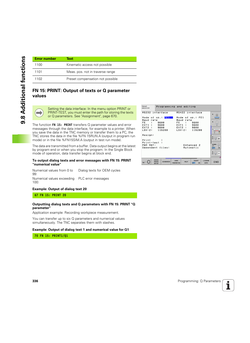 8 a d ditional functions | HEIDENHAIN iTNC 530 (60642x-04) User Manual | Page 336 / 747