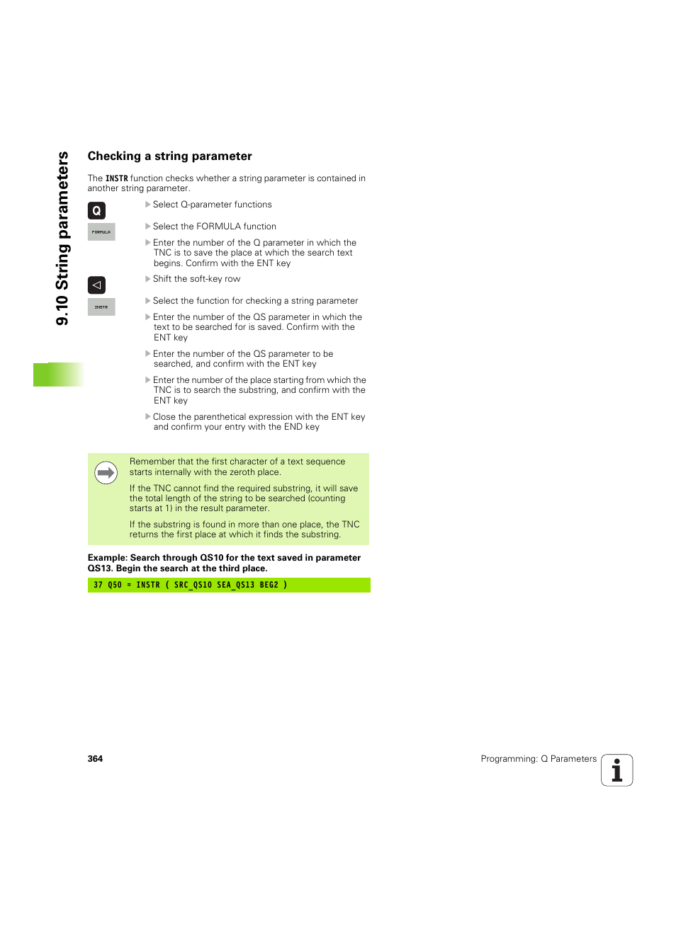 Checking a string parameter, 1 0 str ing par a met e rs | HEIDENHAIN iTNC 530 (60642x-04) User Manual | Page 364 / 747