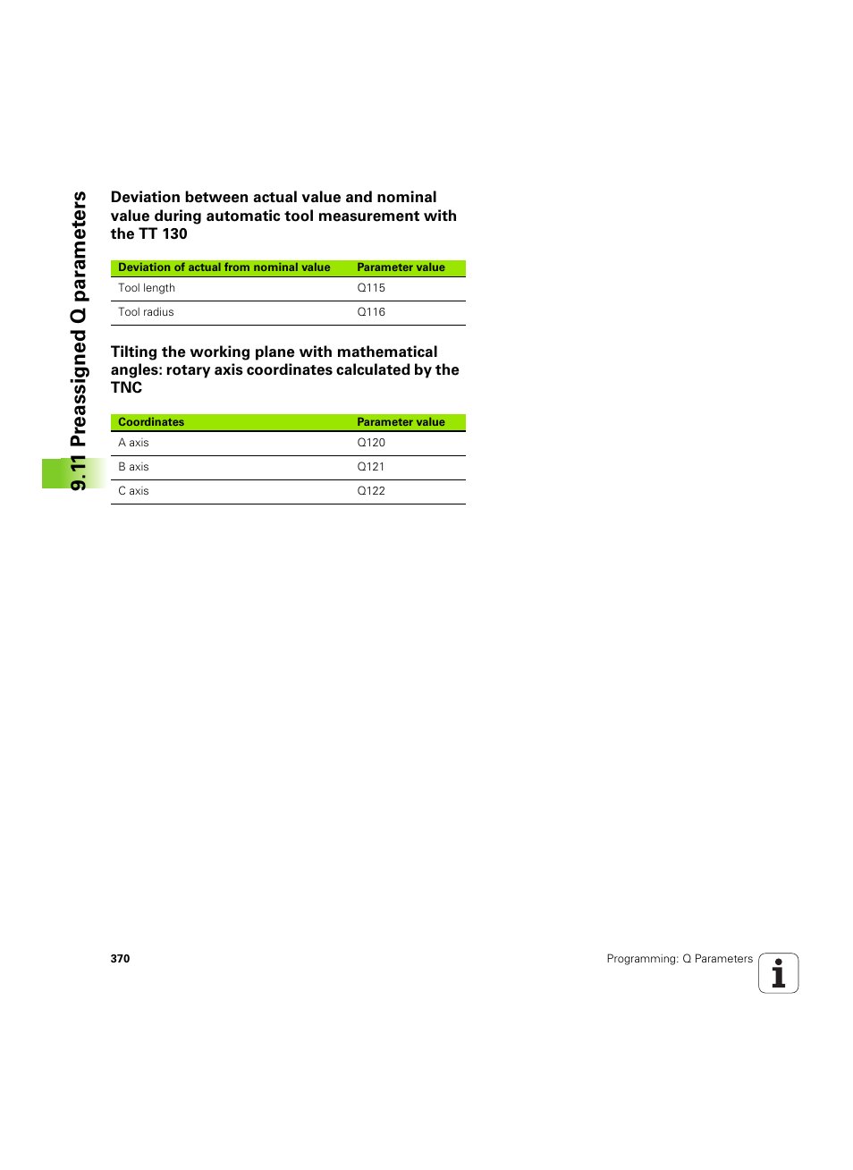1 1 pr eassigned q par a met e rs | HEIDENHAIN iTNC 530 (60642x-04) User Manual | Page 370 / 747