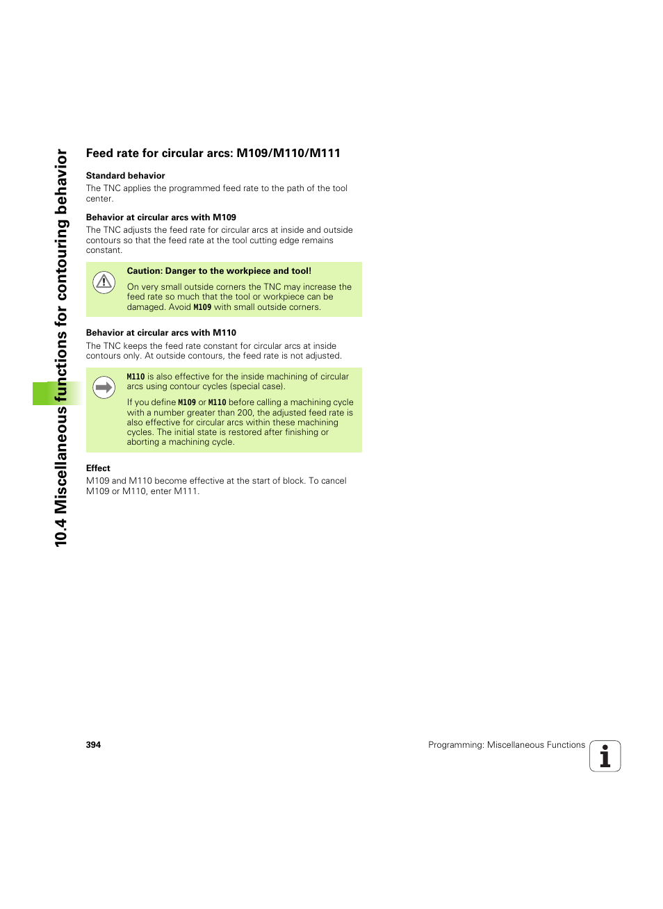 Feed rate for circular arcs: m109/m110/m111 | HEIDENHAIN iTNC 530 (60642x-04) User Manual | Page 394 / 747