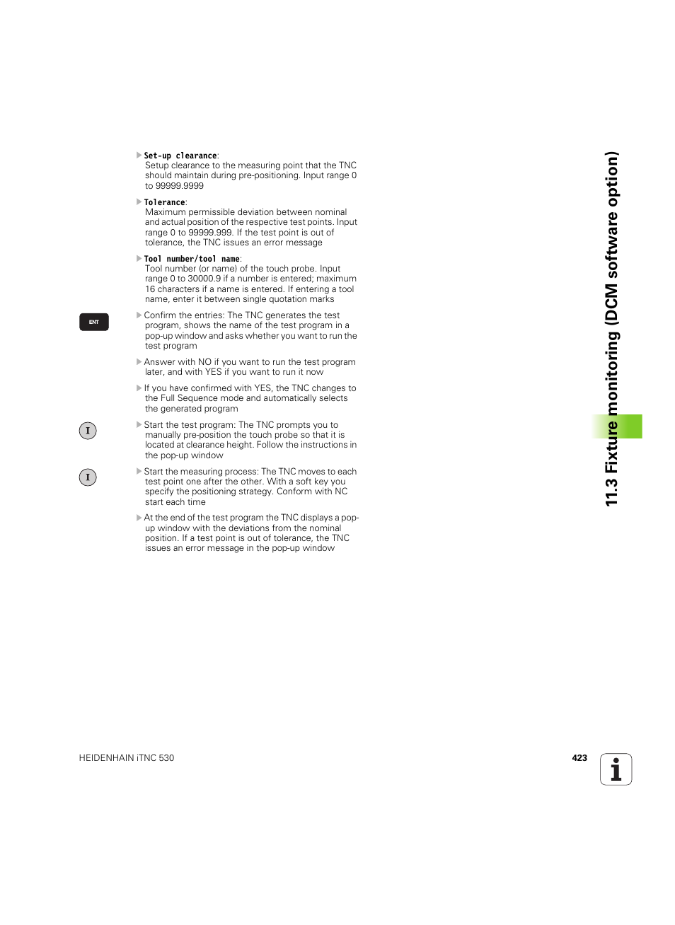 3 fixt ur e monit o ri ng (dcm sof tw a re option) | HEIDENHAIN iTNC 530 (60642x-04) User Manual | Page 423 / 747