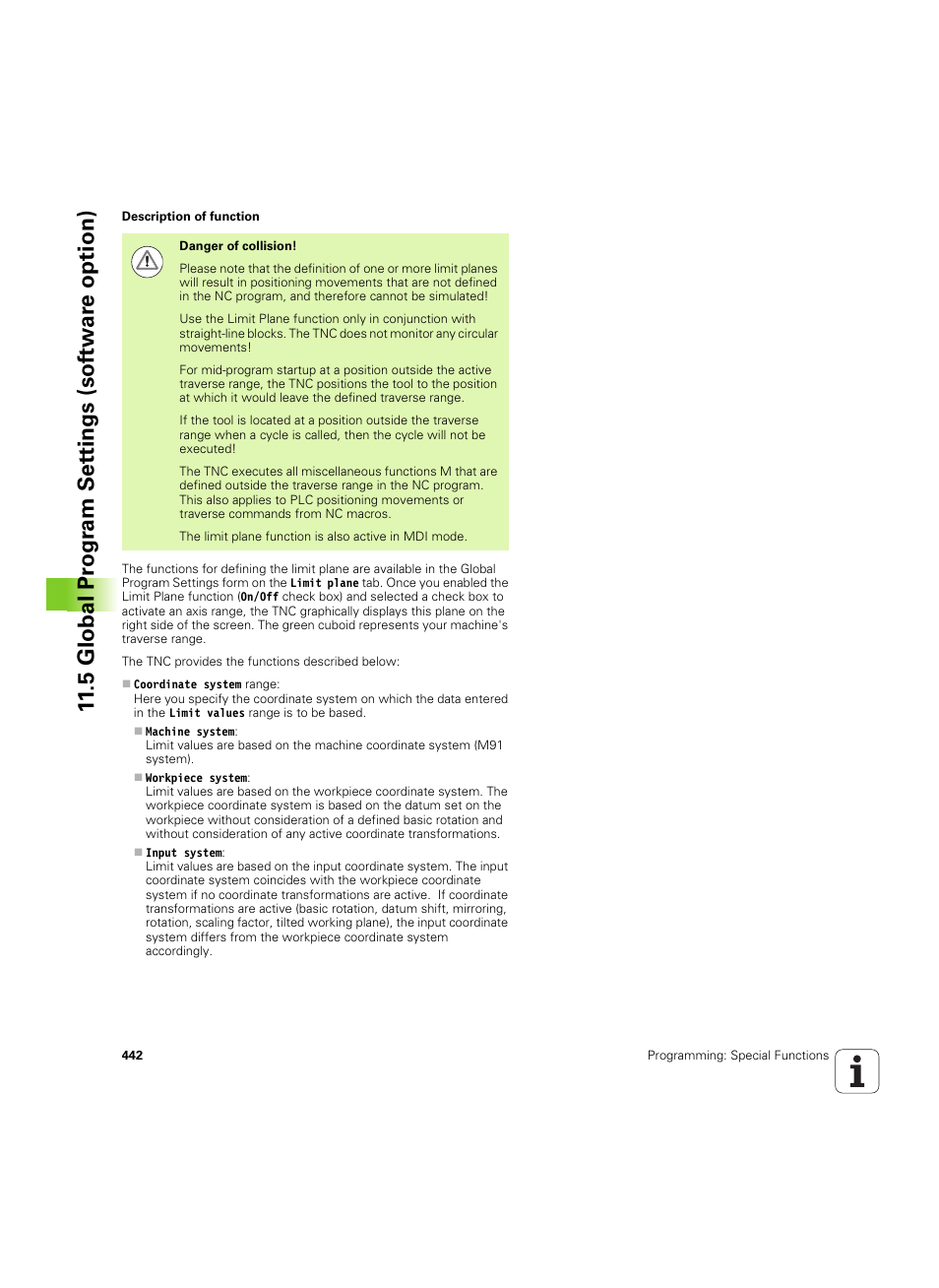 5 global pr ogr am set tings (sof tw ar e option) | HEIDENHAIN iTNC 530 (60642x-04) User Manual | Page 442 / 747