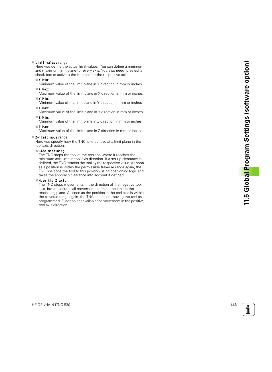 5 global pr ogr am set tings (sof tw ar e option) | HEIDENHAIN iTNC 530 (60642x-04) User Manual | Page 443 / 747