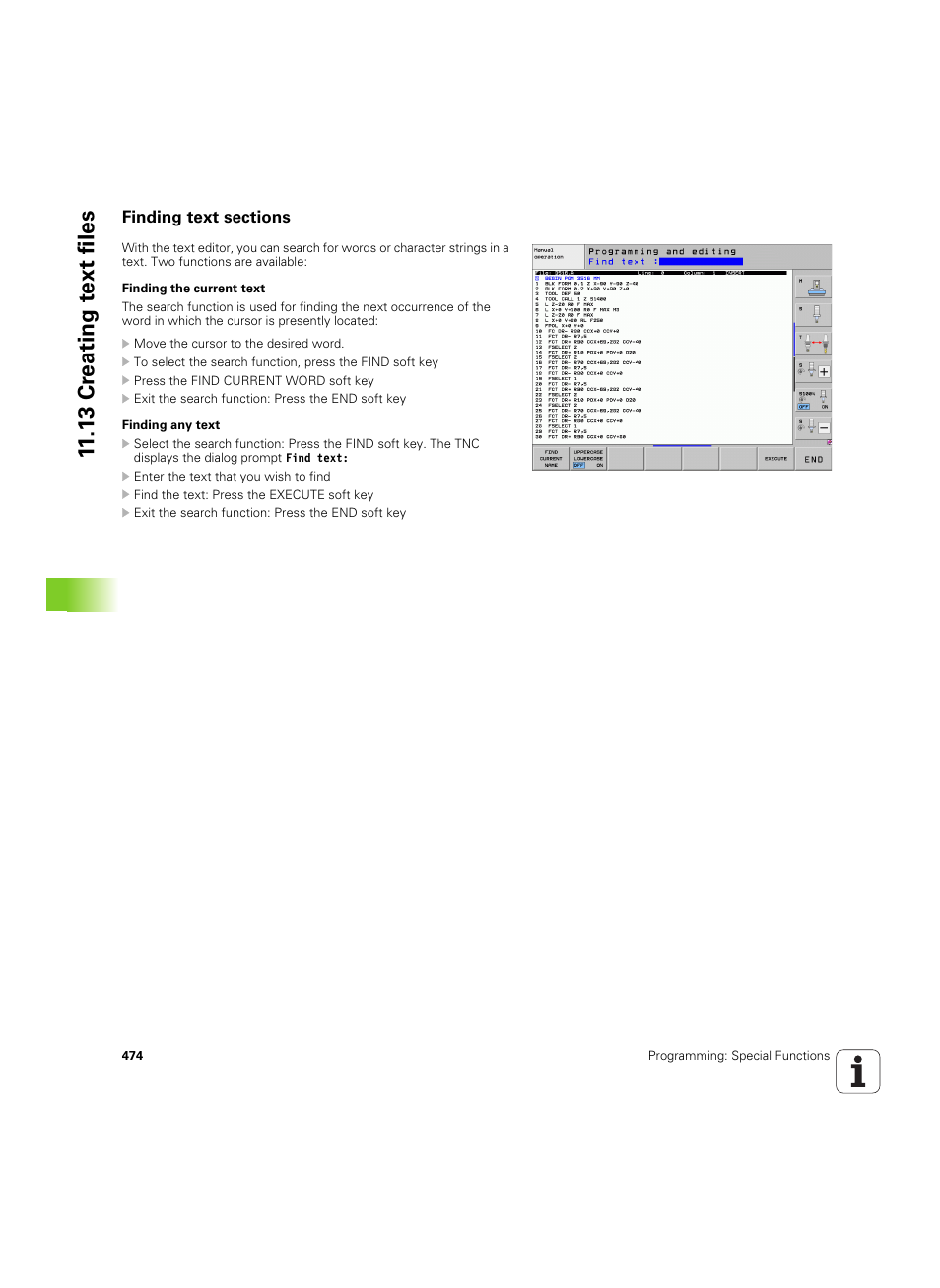 Finding text sections, 13 cr eating t e xt files | HEIDENHAIN iTNC 530 (60642x-04) User Manual | Page 474 / 747