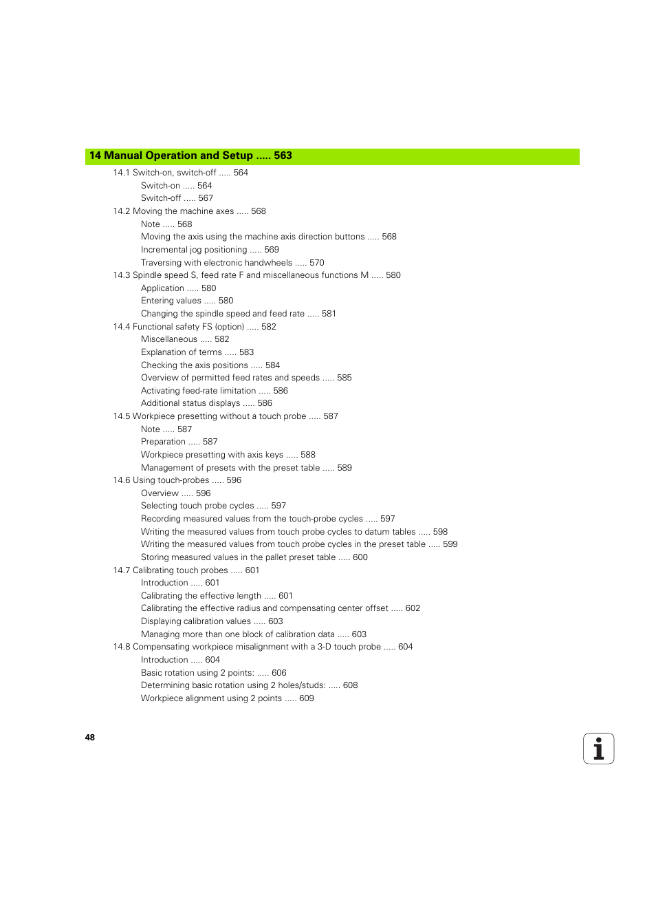 14 manual operation and setup | HEIDENHAIN iTNC 530 (60642x-04) User Manual | Page 48 / 747