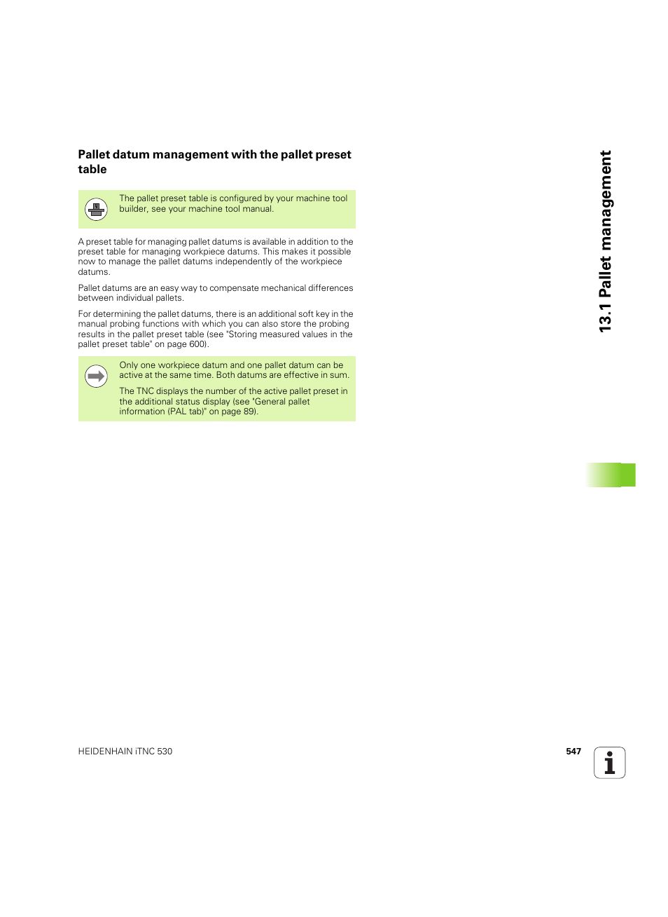1 p a llet manag e ment | HEIDENHAIN iTNC 530 (60642x-04) User Manual | Page 547 / 747