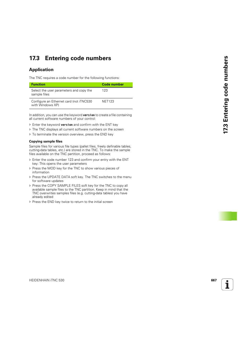 3 entering code numbers, Application | HEIDENHAIN iTNC 530 (60642x-04) User Manual | Page 667 / 747