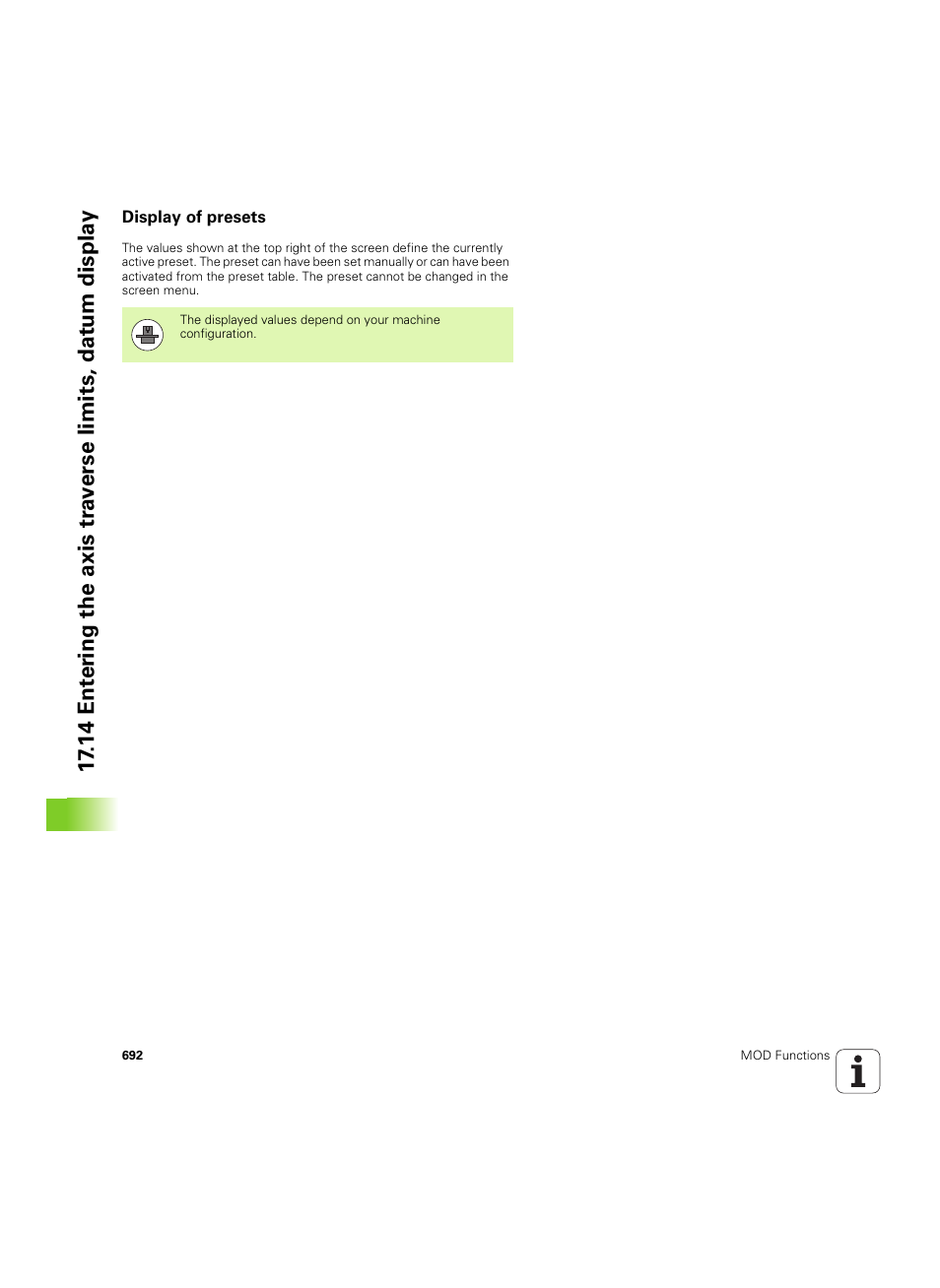 Display of presets | HEIDENHAIN iTNC 530 (60642x-04) User Manual | Page 692 / 747