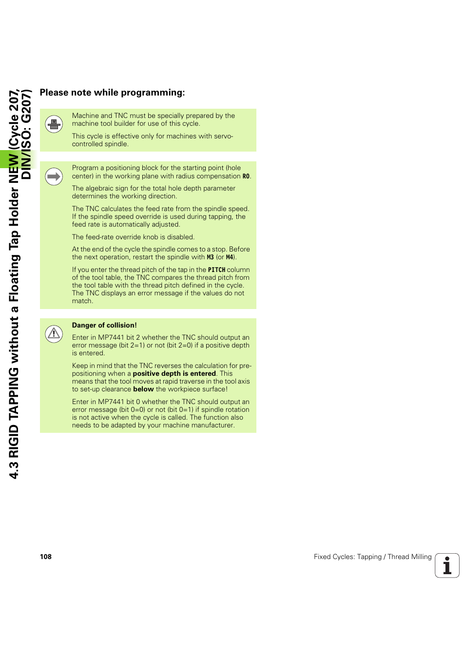 Please note while programming | HEIDENHAIN iTNC 530 (60642x-04) Cycle programming User Manual | Page 108 / 529