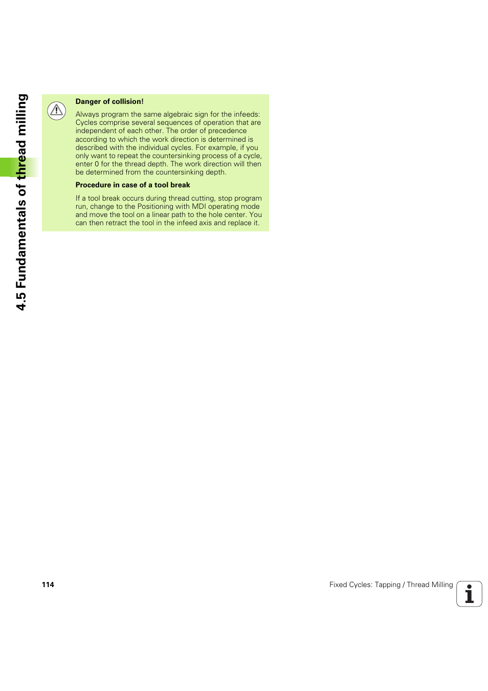 5 f undamentals of thr ead milling | HEIDENHAIN iTNC 530 (60642x-04) Cycle programming User Manual | Page 114 / 529