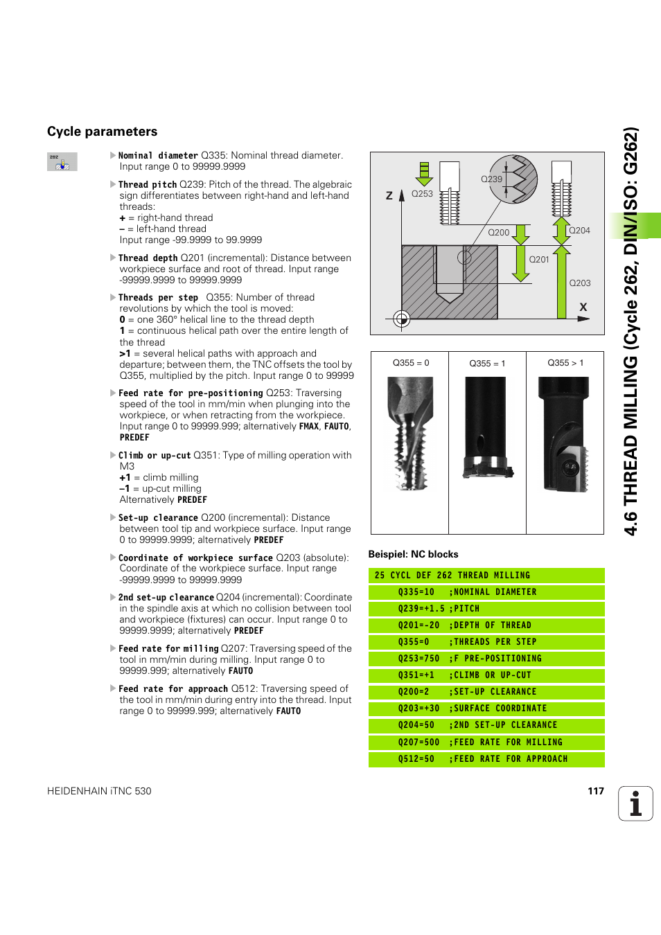 Cycle parameters | HEIDENHAIN iTNC 530 (60642x-04) Cycle programming User Manual | Page 117 / 529