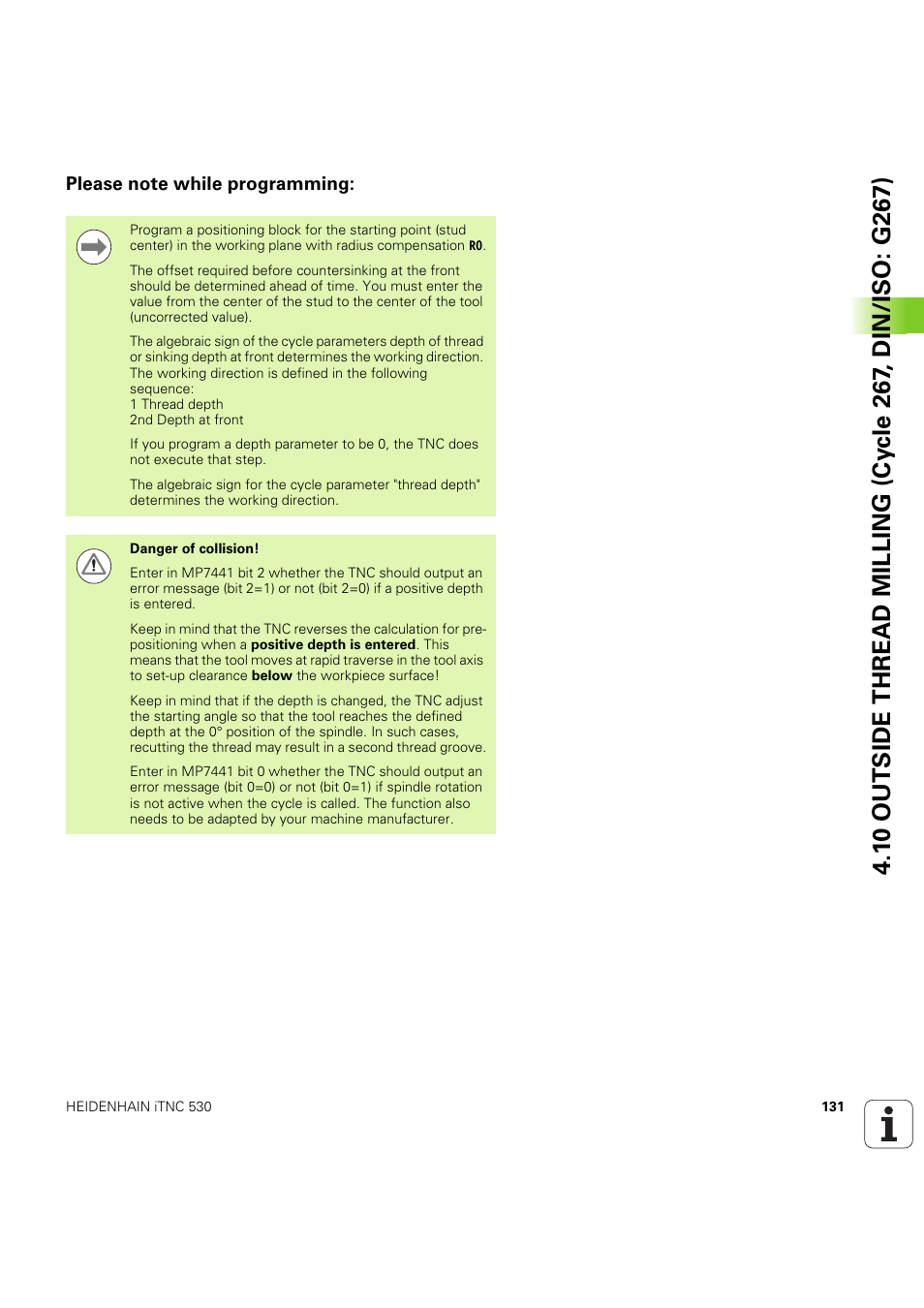 Please note while programming | HEIDENHAIN iTNC 530 (60642x-04) Cycle programming User Manual | Page 131 / 529