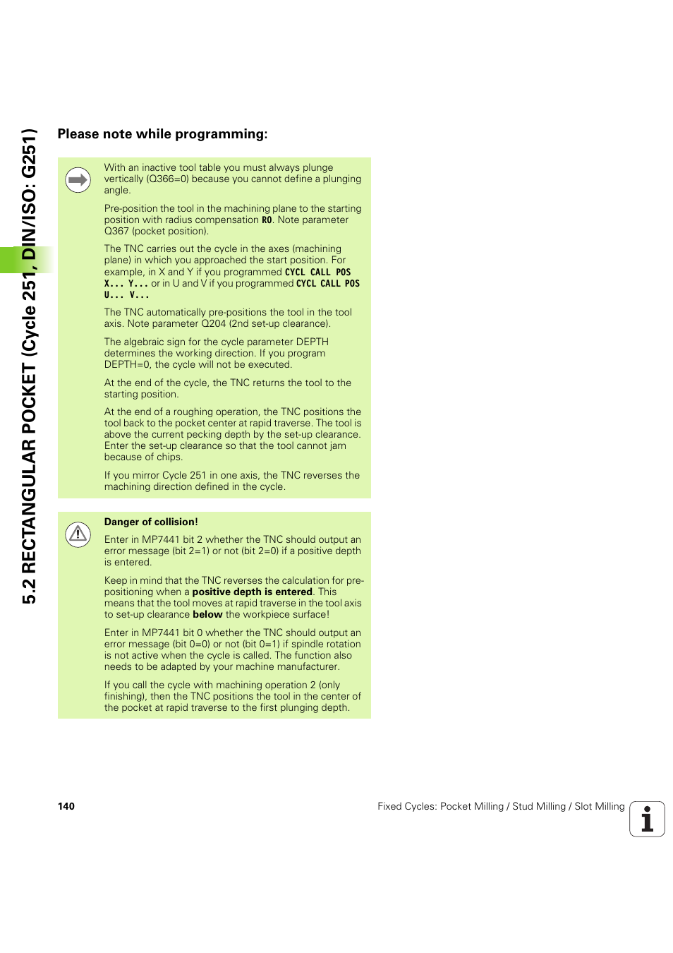 Please note while programming | HEIDENHAIN iTNC 530 (60642x-04) Cycle programming User Manual | Page 140 / 529