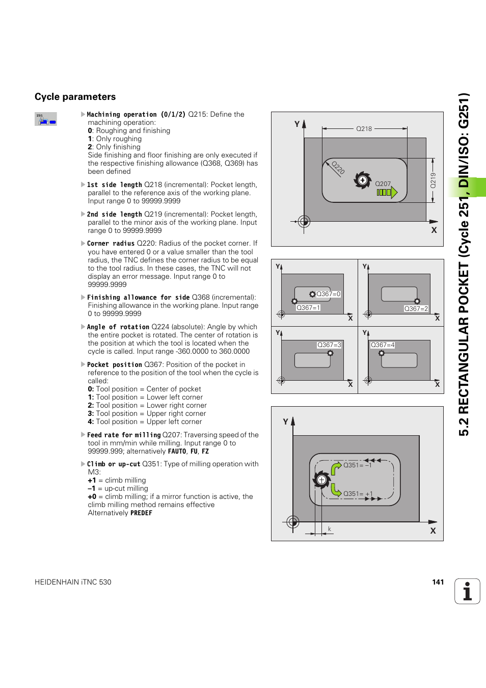 Cycle parameters | HEIDENHAIN iTNC 530 (60642x-04) Cycle programming User Manual | Page 141 / 529