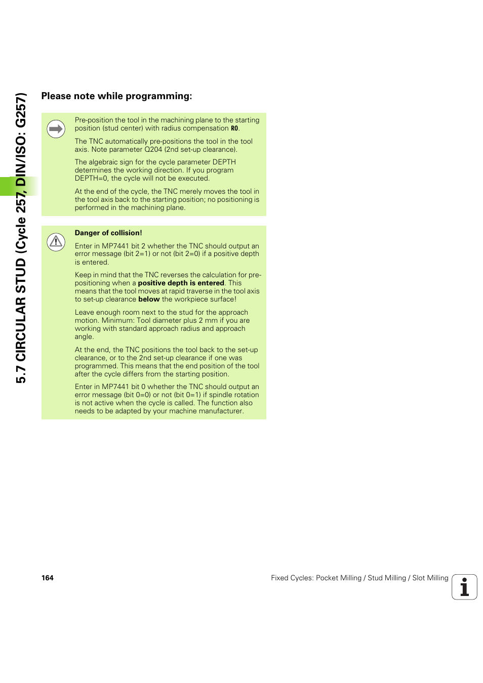 Please note while programming | HEIDENHAIN iTNC 530 (60642x-04) Cycle programming User Manual | Page 164 / 529