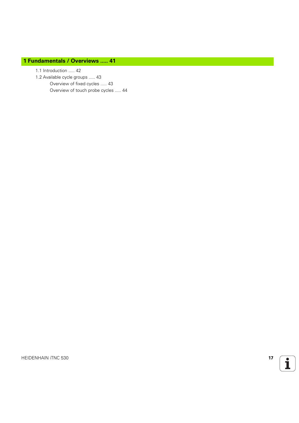 HEIDENHAIN iTNC 530 (60642x-04) Cycle programming User Manual | Page 17 / 529