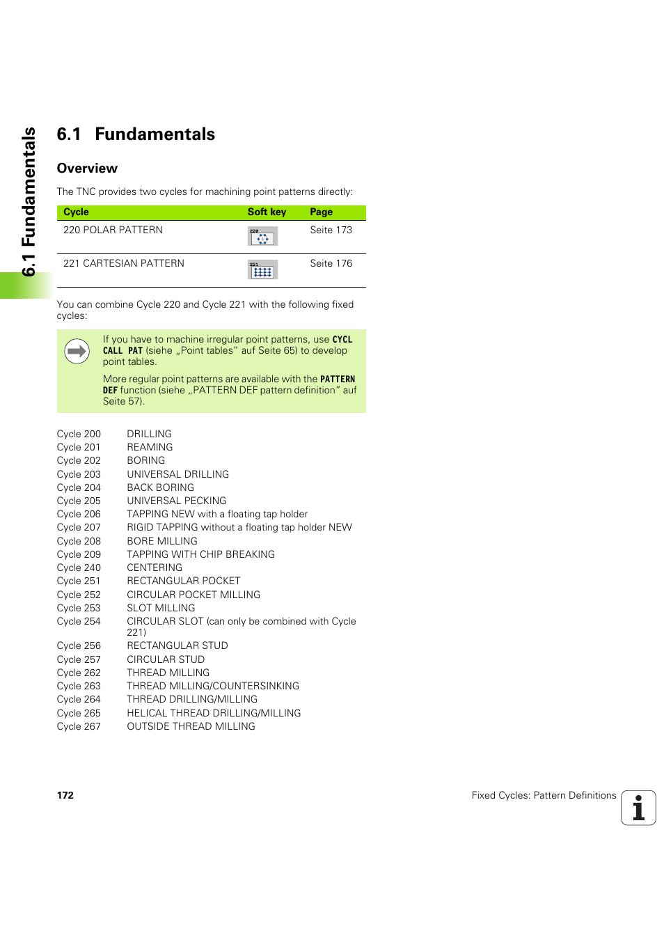 1 fundamentals, Overview, Seite 172 | 1 f undamentals 6.1 fundamentals | HEIDENHAIN iTNC 530 (60642x-04) Cycle programming User Manual | Page 172 / 529