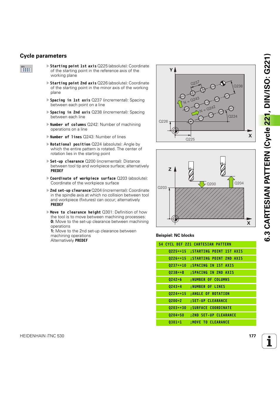 Cycle parameters | HEIDENHAIN iTNC 530 (60642x-04) Cycle programming User Manual | Page 177 / 529