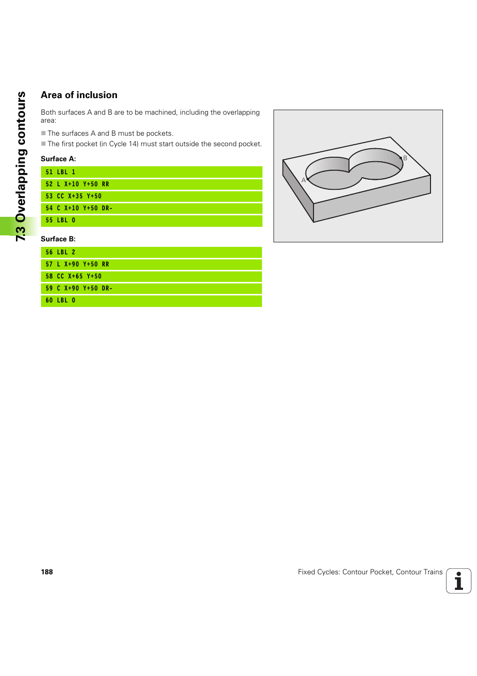 Area of inclusion, 3 ov er lapping cont ours | HEIDENHAIN iTNC 530 (60642x-04) Cycle programming User Manual | Page 188 / 529