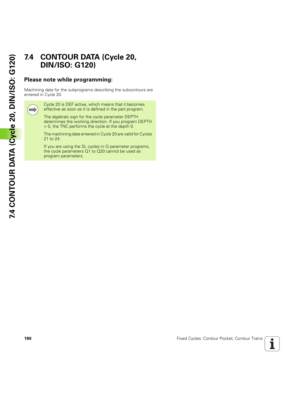4 contour data (cycle 20, din/iso: g120), Please note while programming, Seite 190 | HEIDENHAIN iTNC 530 (60642x-04) Cycle programming User Manual | Page 190 / 529