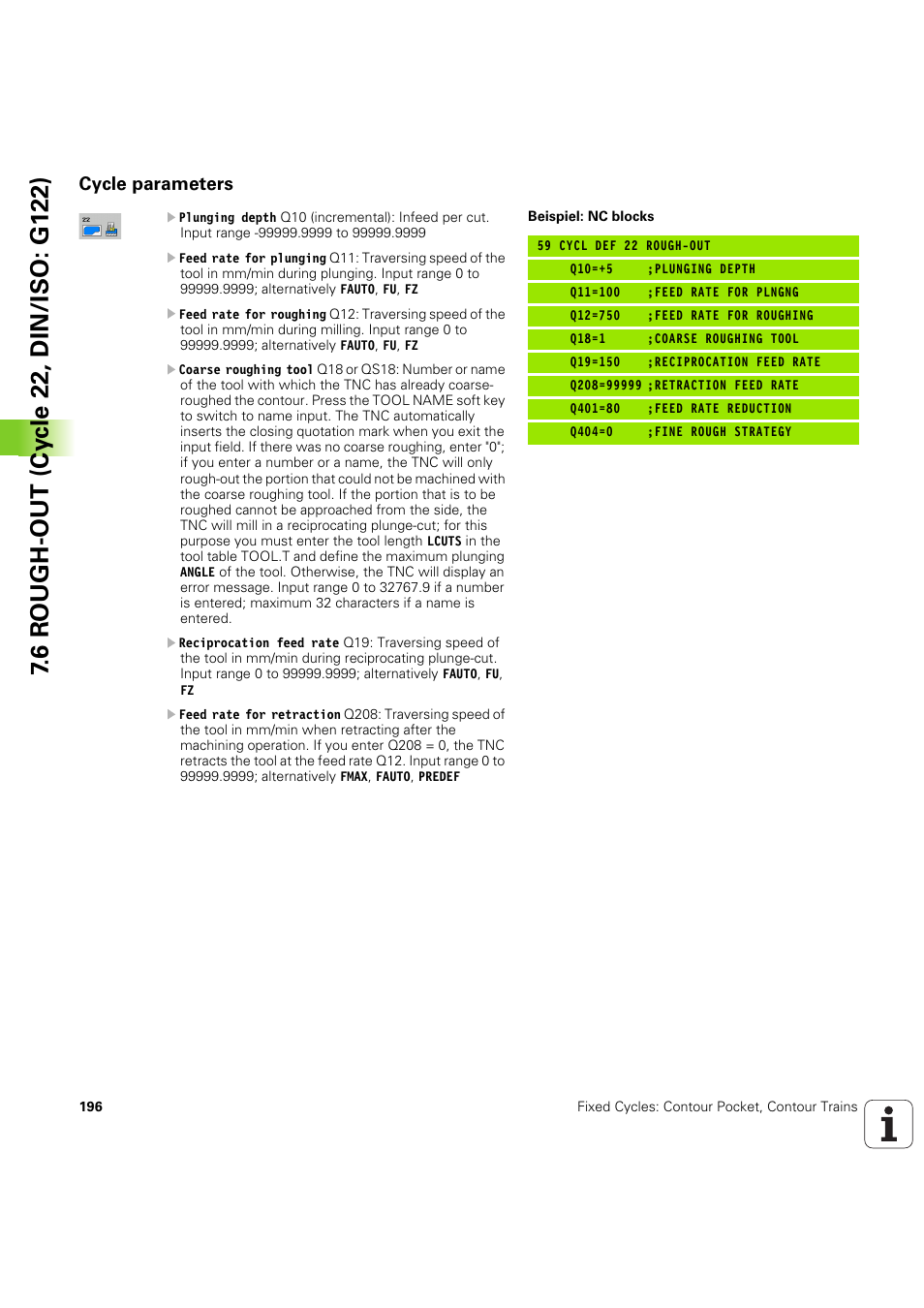 Cycle parameters | HEIDENHAIN iTNC 530 (60642x-04) Cycle programming User Manual | Page 196 / 529