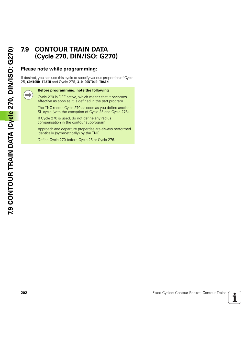 9 contour train data (cycle 270, din/iso: g270), Please note while programming, Seite 202 | HEIDENHAIN iTNC 530 (60642x-04) Cycle programming User Manual | Page 202 / 529