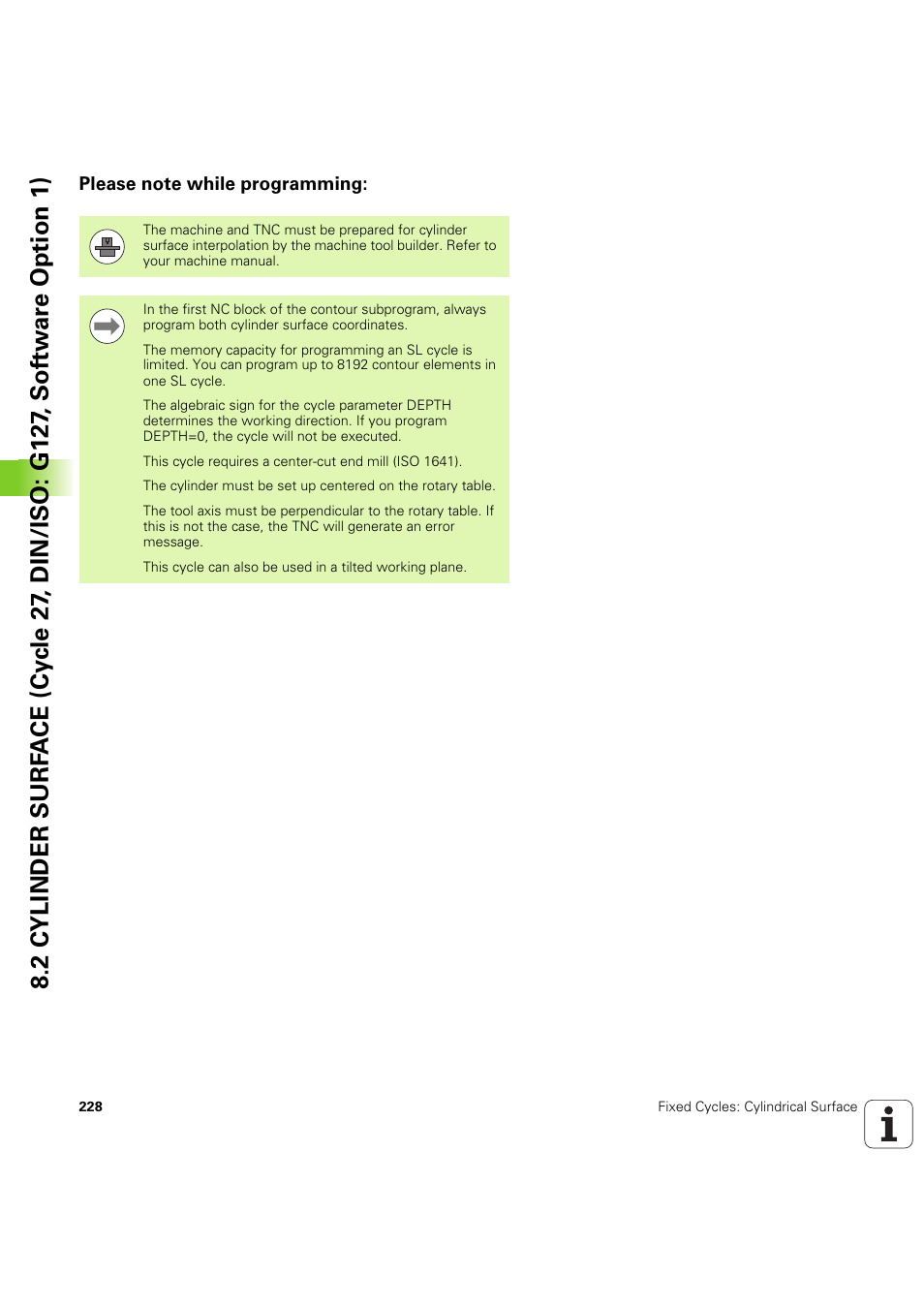 Please note while programming | HEIDENHAIN iTNC 530 (60642x-04) Cycle programming User Manual | Page 228 / 529