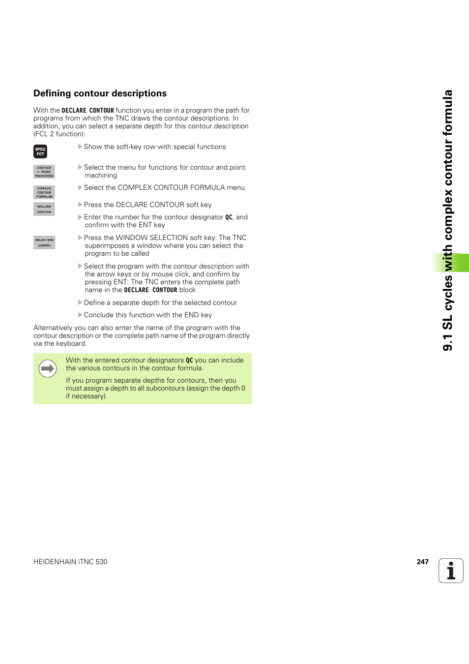 Defining contour descriptions, 1 sl cy cles with complex cont our f o rm ula | HEIDENHAIN iTNC 530 (60642x-04) Cycle programming User Manual | Page 247 / 529