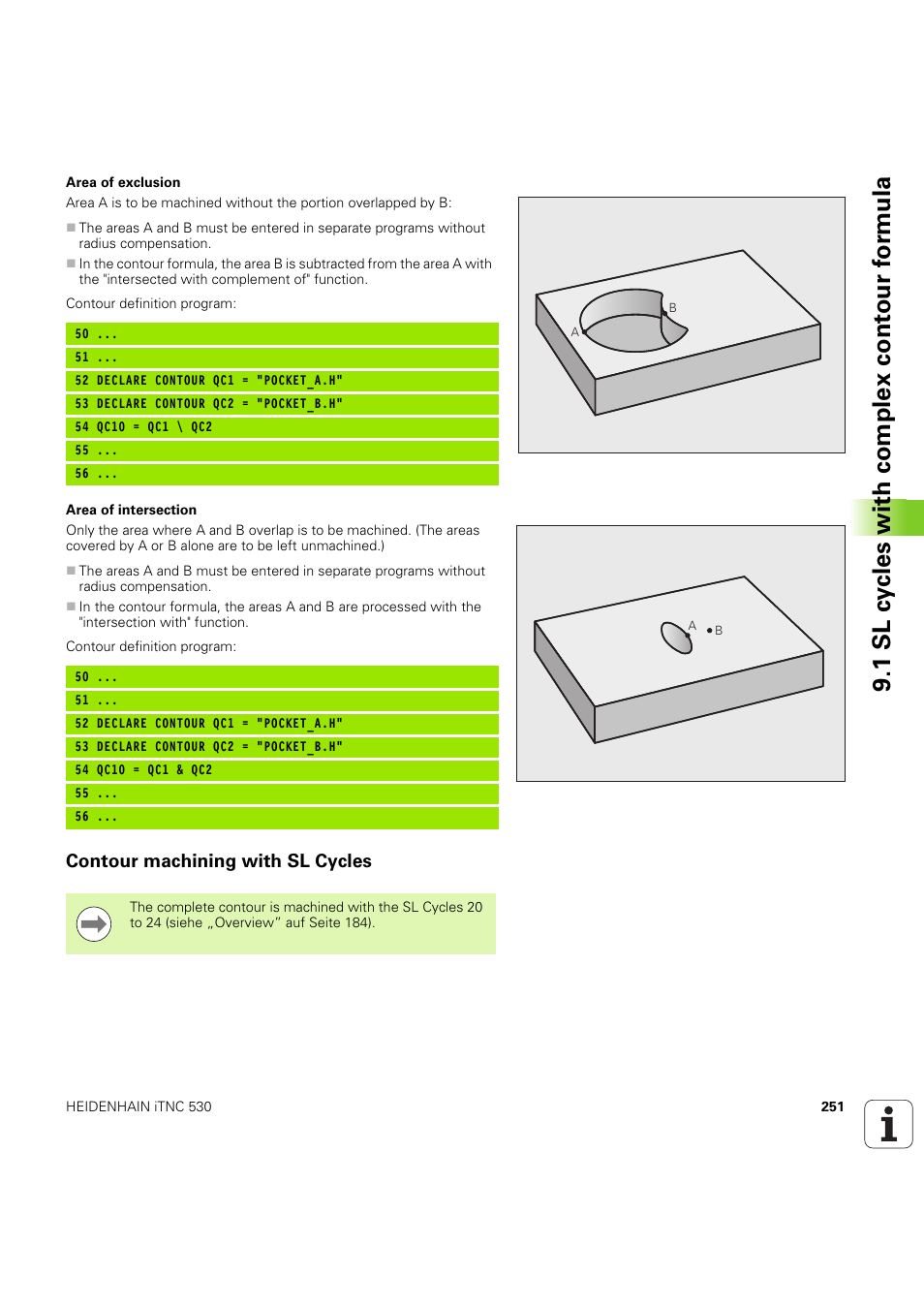 Contour machining with sl cycles, 1 sl cy cles with complex cont our f o rm ula | HEIDENHAIN iTNC 530 (60642x-04) Cycle programming User Manual | Page 251 / 529