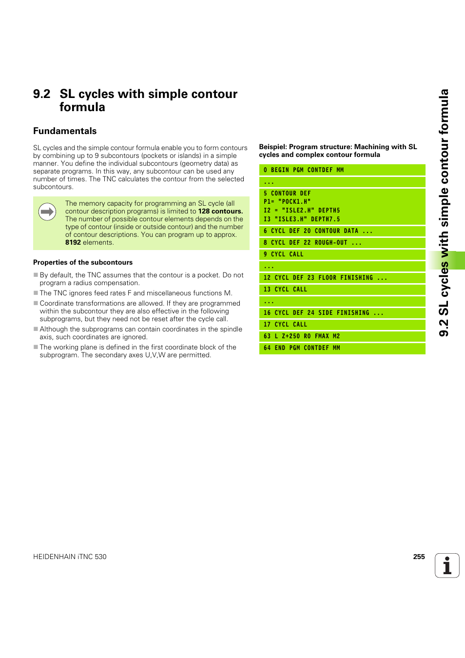 2 sl cycles with simple contour formula, Fundamentals | HEIDENHAIN iTNC 530 (60642x-04) Cycle programming User Manual | Page 255 / 529