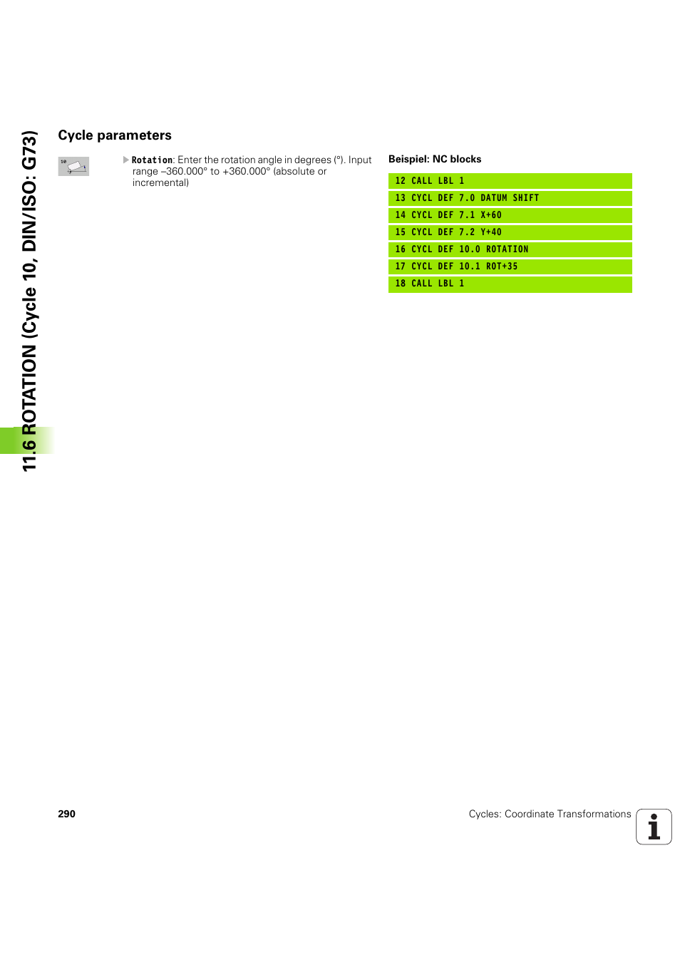 Cycle parameters | HEIDENHAIN iTNC 530 (60642x-04) Cycle programming User Manual | Page 290 / 529