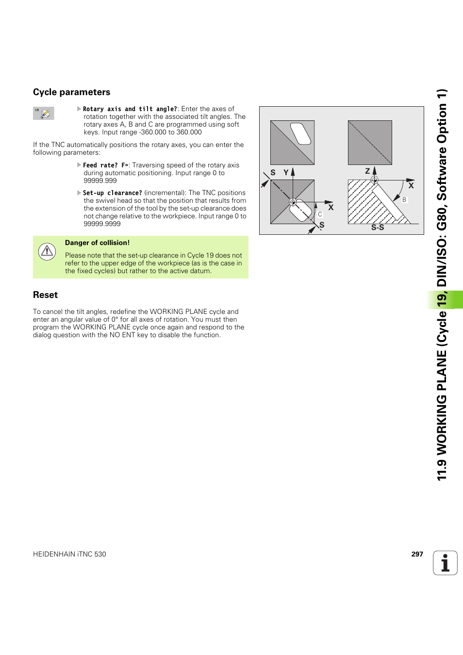 Cycle parameters, Reset | HEIDENHAIN iTNC 530 (60642x-04) Cycle programming User Manual | Page 297 / 529