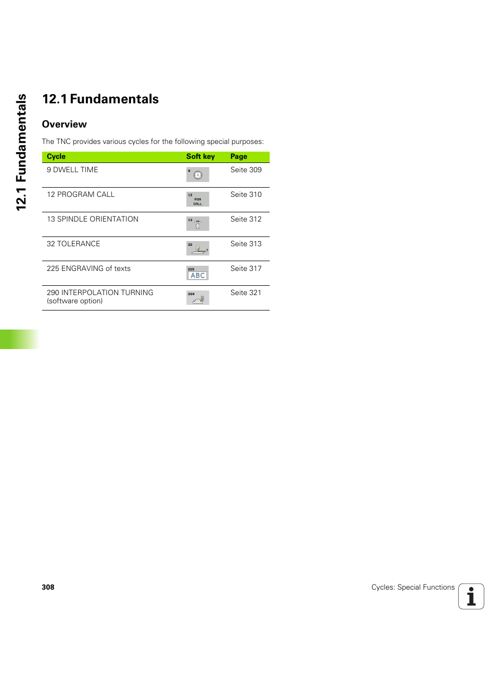 1 fundamentals, Overview, Seite 308 | 1 f undamentals 12.1 fundamentals | HEIDENHAIN iTNC 530 (60642x-04) Cycle programming User Manual | Page 308 / 529