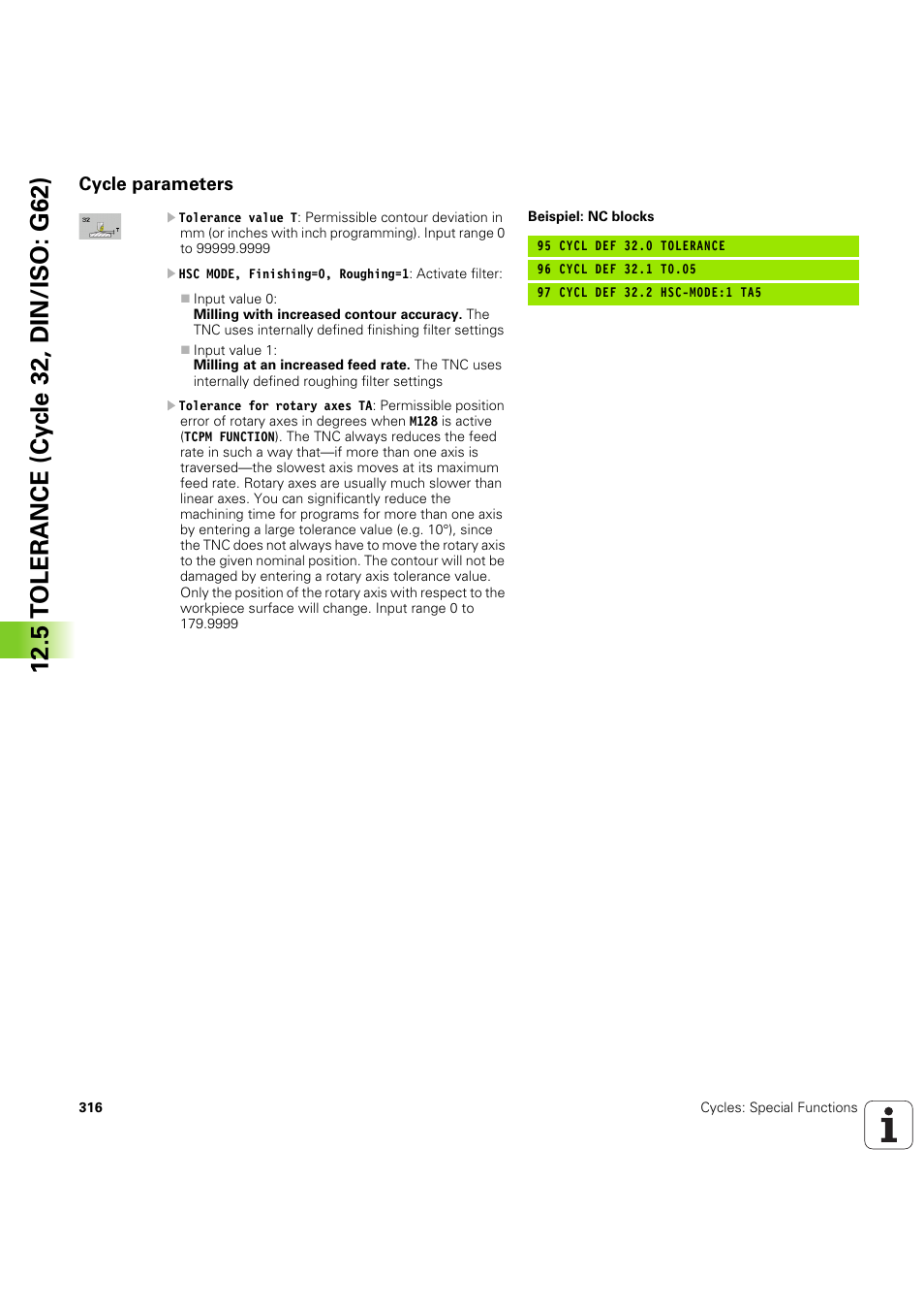 Cycle parameters | HEIDENHAIN iTNC 530 (60642x-04) Cycle programming User Manual | Page 316 / 529
