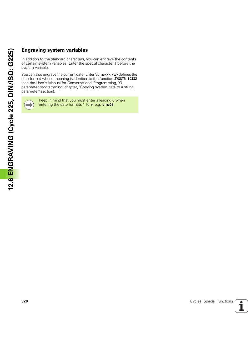 Engraving system variables | HEIDENHAIN iTNC 530 (60642x-04) Cycle programming User Manual | Page 320 / 529