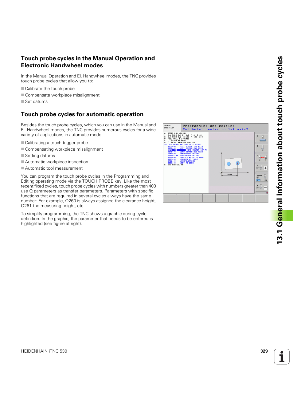 Touch probe cycles for automatic operation | HEIDENHAIN iTNC 530 (60642x-04) Cycle programming User Manual | Page 329 / 529